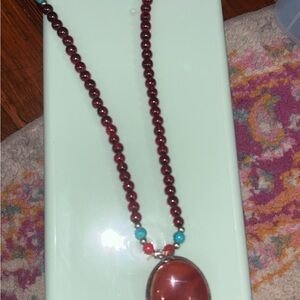 Red and Blue Bohemian Stone Necklace